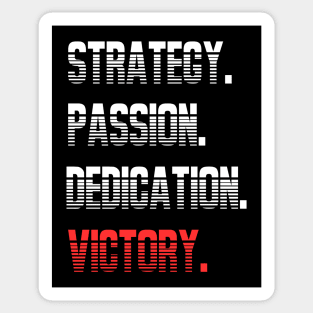 Strategy. Passion. Dedication. Victory. Coaching Mentor Football Training Inspirational Design. Sticker